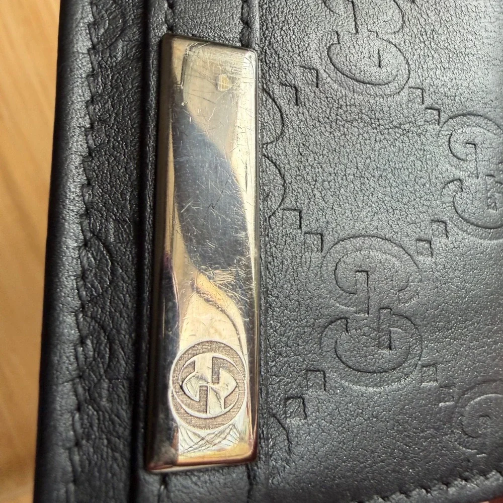 Gucci Guccissima Wallet Designer Minimalist OS Y2K 2000s Black Quie Luxury
